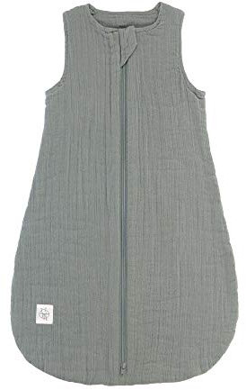 LÄSSIG Baby Sommerschlafsack ohne Ärmel Muslin Baumwolle GOTS zertifiziert unisex/Muslin Sleeping Bag green, Größe 50/56 0-2 Monate