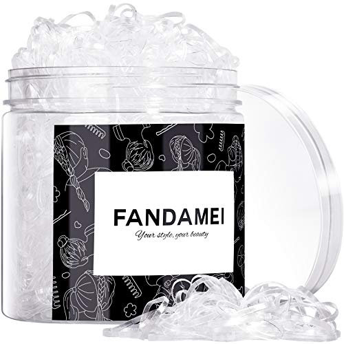 FANDAMEI 2000 Stück Haargummi, Mini Transparente Haargummis Mädchen Dünne Haargummis Gummi Haarbänder Boxed für Frauen Mädchen Haarstyling Flechten