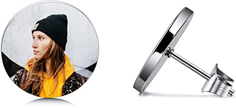 MeMeDIY personalisierte Ohrringe für Männer Frauen Jungen Mädchen Gravur Name/Foto/Initiale Monogramm Siegel Ohrring für Geburtstag Weihnachten Jubiläumsgeschenk Schmuck (Splitterfarbe)