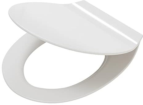 Tiger Toilettensitz Estoril, extra-flacher WC-Sitz aus Duroplast mit Absenkautomatik und Easy-Clean-System, Farbe: Weiß, einfache Montage von oben, stabile Befestigung aus Edelstahl