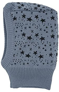 maximo Baby-Schlupfmütze, Sturmhaube, doppelwandig, grau/Carbon, Jacquard, Sterne, Gr. 49
