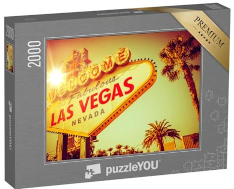 puzzleYOU: Puzzle 2000 Teile „Las Vegas, Nevada: berühmtes Schild im Vintage-Look“ – aus der Puzzle-Kollektion USA