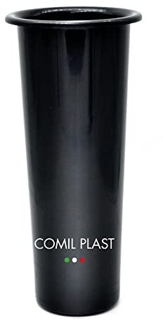 Comil Plast | Portafiori Interno in plastica per Vaso da cimitero Colore Nero | Diametro 9 cm, Altezza 24 cm.