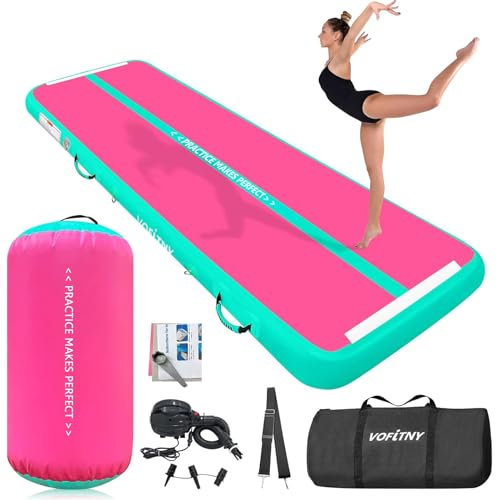 VOFiTNY Aufblasbare Turnmatte 10cm Dicke Gymnastikmatte 3m Trainingsmatte Tumbling Matten für den Hausgebrauch/Park und Wasser Yoga Matte