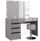 Vicco Schminktisch Sherry, Grau Hochglanz, 120 cm mit LED Beleuchtung und Hocker