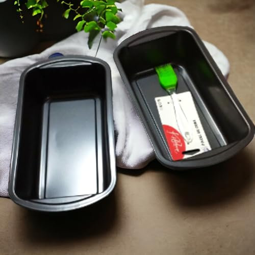 LNL Imnova - Molde Rectangular Repostería – Molde Pan Horno – Pack2+brocha - Bizcocho – Plumcake – Flanes –Molde 25,5x13,5x6,4 -Acero Carbono