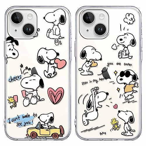 nurkorki [2 Stück Schutzhülle für iPhone 14 iPhone13 Hülle 6,1, Handyhülle Niedlich Karikatur Muster Transparente TPU Silikon Einzigartige Lustig Beschützen Hülle für iPhone 14 iPhone13