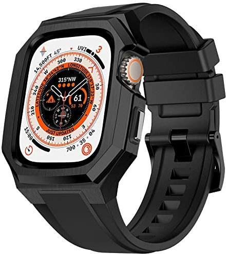 Bracelet avec Boîtier pour Apple Watch ultra 2 49 mm, Conçu pour les Hommes Bracelet Apple Watch Ultra/Ultra 2 49 mm avec Boîtier en Métal, protection Complète pour iWatch ultra 49 mm