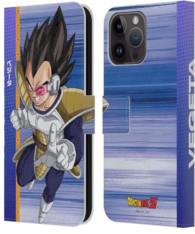 Head Case Designs Officially Licensed Dragon Ball Z Vegeta Saiyan Arc Characters Leather Wallet Case Compatible With Apple iPhone 15 Pro Max
