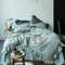 Sedefen Feuille de Lotus Housse de Couette 220x240cm + 2 taies d'oreiller 65x65cm Ado Fille Adulte Vert Sauge Volants Romantique Parure de Lit 2 Personnes Avez Fermeture Éclair