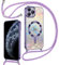 Kokio Magnetische Glitzer Handykette für iPhone 11 Pro Max Hülle mit Band [Kompatibel mit MagSafe] Kameraschutz Handyhülle für Frauen Mädchen Silikon Stoßfeste Schutzhülle für iPhone 11 Pro Max Lila