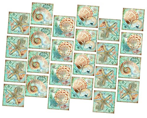 WOONEKY 24St Seestern-Muschel-Aufkleber Tiere Aufkleber Wandaufkleber für die kitchen vorratsregal Hintergrund Muschel-Fliesenaufkleber Muschelfliesen Wandfliesen Hülse