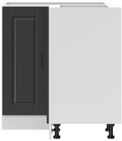 vidaXL Küchen-Eckunterschrank Porto Schwarz Holzwerkstoff, Eckunterschrank, Küchenschrank, Küchen-Eckunterschrank, Eckunterschrank für Küche