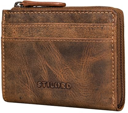 STILORD Cardino Kredit-Kartenetui Leder Kartenhalter - Geldbörse Herren Echtleder - Mini Card-Holder Wallet Karten-Portemonnaie Damen Klein Geldbeutel Portmonee RFID Farbe:Bergamo - braun