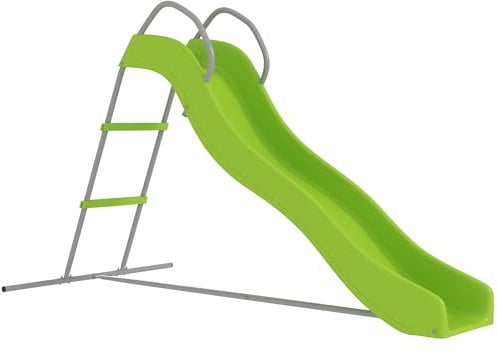 AIYAPLAY Wavy Slide for Kids, Freestanding Garden Slide with Climbing Ladder, Non-skid Steps, Outdoor Playground Equipment for Ages 3-8 Years, Green