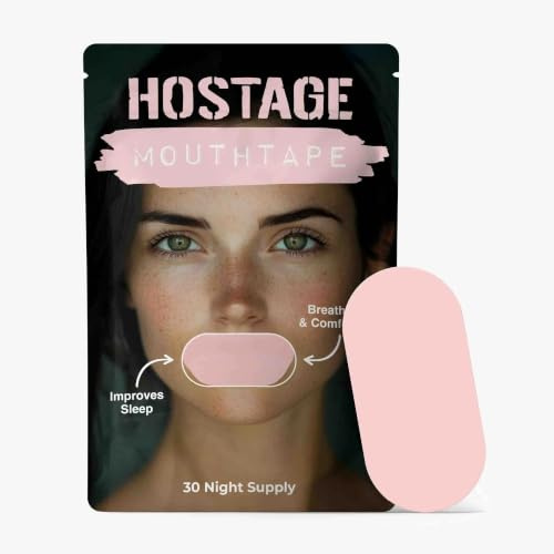 Hostage Tape Mouth Strips – for Women, 30-Pack. Breathable, Beard & CPAP-Friendly. Prevents snoring & Mouth Breathing. Easy to Apply with Soft, Comfortable Adhesive.