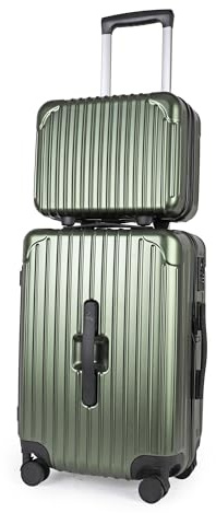 JLY 14/20 Inch 2 Piece Hard Shell Set with Vanity Case, Hunter Green | ABS+PC construction, vanity organiser, cup holder, wet/dry separation and spinner wheels for short trips