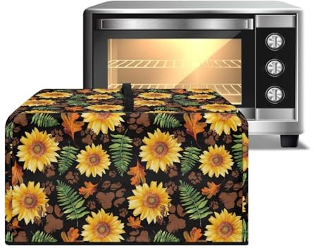 ZIATUBLES Staubschutz für Mikrowelle, Mikrowelle, Luftfritteuse, Toaster, intelligenter Ofen, Küchenzubehör, Retro-Sonnenblumen-Motiv, Größe S