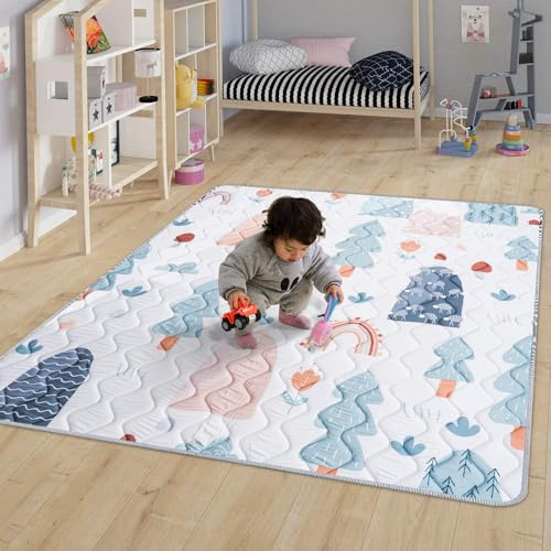 OUUTMEE Baby Krabbelmatte 180 x 150 x 2 cm/71 X 59,Faltbare Spielmatte Baby Teppich, rutschfeste Unterseite, Geeignet für Wohnzimmer, Kinderzimmer und Schlafzimmer, Kleines Baum-Muster