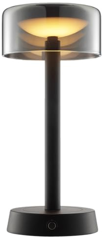 Lightbox LED Akku Außentischleuchte, 260 lm, 2700 K, Ø 12 cm, Höhe 26 cm, | LED Akku Außentischleuchte, 260 lm, 2700 K, Ø 12 cm, Höhe 26 cm, 3-stufig dimmbar per Touch, Wireless Charging, USB,