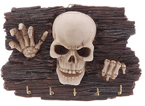 Unbekannt Schlüsselbrett Skelett kommt aus Mauer Figur Totenkopf Schädel