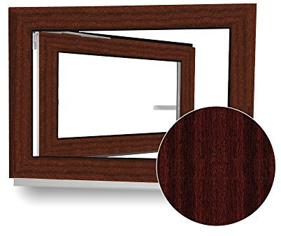 Kellerfenster - Kunststoff - Fenster - braun (Mahagoni) / weiß - BxH: 90 x 60 cm - DIN Links - 3-fach-Verglasung - 70mm Profil - Wunschmaße möglich!