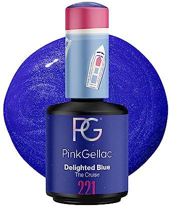 Pink Gellac UV Gel Nagellack - 221 Delighted Blue 15 ml - Lang Anhaltend Shellac Nagellack Blau - Gel UV für 14 Tage Nägel in Salonqualität - Made in Holland