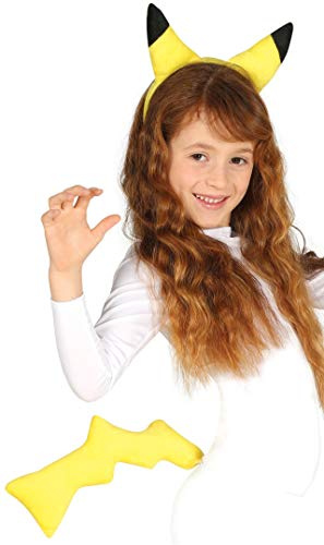 FIESTAS GUIRCA Chinchilla-Set für Kinder, Unisex, inklusive Schwanz und Stirnband, Kostümzubehör für Videospiele und Tiere, ideal für Karneval und Halloween, Gelb