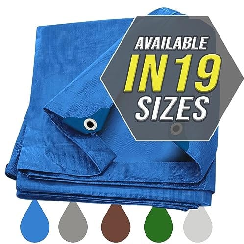 Tarp Cover Blue, Heavy Duty Waterproof, Great for Tarpaulin Canopy Tent, Boat, RV Or Pool Cover!!! (8X10, Heavy Duty)