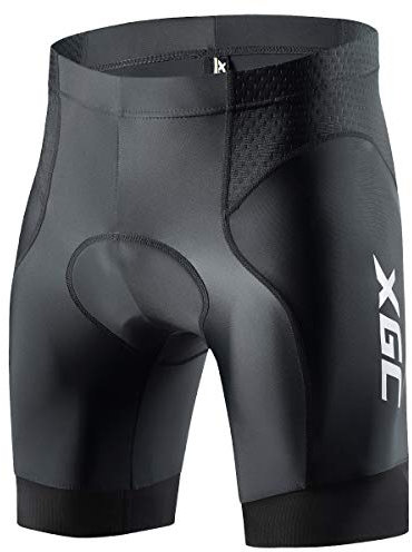 Herren Kurze Radlerhose und Radunterhose Radsportshorts Fahrradhose für Männer elastische atmungsaktive 3D Schwamm Sitzpolster mit Einer hohen Dichte (XL, Black)