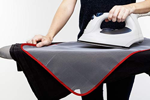 Smart-T-Haus Paño Protector para Planchar Translucido Anti Brillos Y Quemaduras, Blanco/Borde/Rojo, 60 X 40 Cm