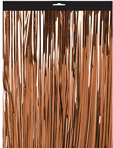 Lametta Vorhang - 300 x 100 cm Fransen aus Folie Tür Tisch Wand Fenster Deko Hochzeit Party Geburtstag Glänzend Dekoration Basteln Hochzeitsdeko Girlande Babyparty groß XL Partydeko ( Rose Gold )