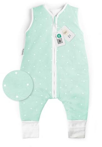 Ehrenkind® Babyschlafsack | Bio-Baumwolle | Babyschlafsack für das ganze Jahr | Größe 70 Farbe Mint mit weißen Sternen