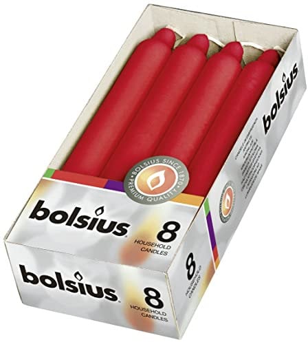 bolsius - Stabkerzen - Rot- 18 cm - Im 8er-Karton Red