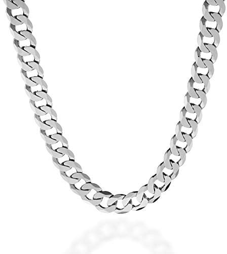 QUADRI - Silberkette Herren 925 silber - Panzerkette Herren Kette Silber 925 Breite 10mm Länge 56 cm - Made in Italy