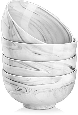 MALACASA, Serie Regular, 4-teilig 6/15,3 * 15,3 * 7,8/750ml Marmor Porzellan Müslischale Dessertschale Schalen Set Salatschale Schüssel Salatschüssel Suppenschüssel