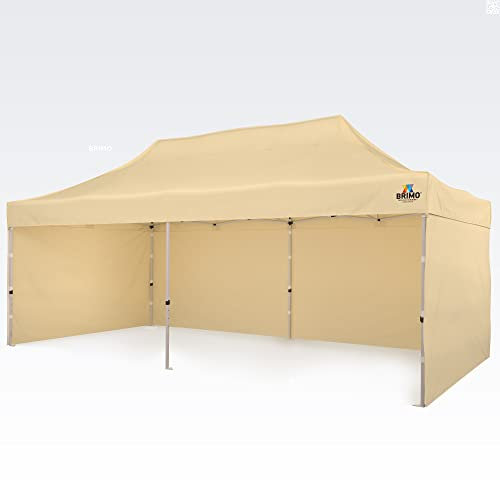 BRIMO Rennzelt 100% Wasserdicht mit 3 Seitenteilen - 5 Jahre Garantie (3x6 m, Beige)