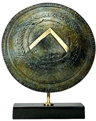 Leonidas Schild mit Spartanischem Symbol Lambda und Pfeile echte Bronze Metallkunst