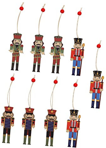 Amosfun 9st Christbaumschmuck Nussknacker Baumschmuck Weihnachtsbaumfiguren Holzspäne Scheiben Nussknacker Hängende Verzierung Danksagung Nussknacker Schmücken Nussbaum Hölzern