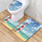 Badezimmerteppich Set 3 Teilig Rote Leuchtturm-Meerlandschaft Badematte rutschfest Bad Teppiche, U-förmiger WC-Vorleger, WC-Deckelbezug für Dusche und Toilette Badezimmerdekoration