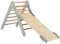 HOMASIS 3 in 1 Kletterdreieck Indoor, Klettergerüst mit 2-seitiger Rampe, verstellbar Kletterspielzeug Kinder Klettern Holz, Kletterleiter Sprossendreieck Spielplatz, Kletterbogen ab 1 Jahren (Grau)