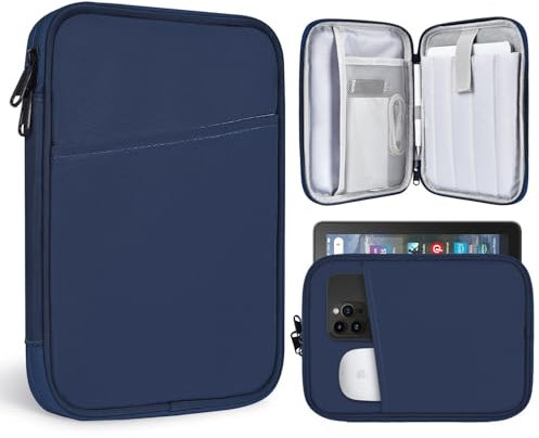 Funda de transporte para tablet de 8 pulgadas para Amazon Kindle Fire 8/Fire 8 Plus, Samsung Galaxy Tab A9/Tab A7 Lite/Tab A, iPad Mini 7 6 5 4 3 2 1, Lenovo Tab M9 M8 (azul)