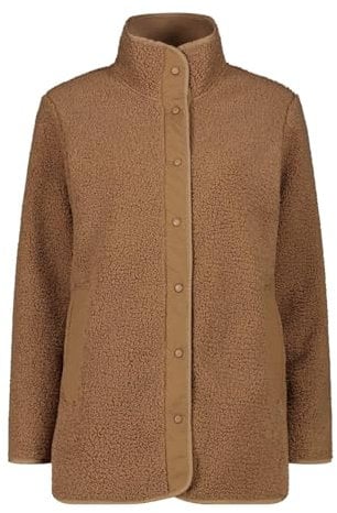 CMP - Giacca lunga da donna in pile teddy Highloft, Malto, 46