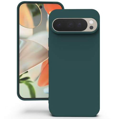 YATWIN für Google Pixel 9 Hülle, Google Pixel 9 Pro Hülle, Premium Silikon Handyhülle mit Kameraschutz, Seidig-Weicher Berühren Ultra Dünne Stoßfeste Kratzfeste Schutzhülle, Grün