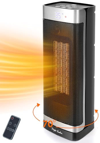 Taylor Swoden Calefactor cerámico PTC, 2000W con mando a distancia, pantalla LED, temporizador 24H, oscilante 70º, 3 velocidades y modo ECO. Calentamiento rápido dormitorios, despachos etc