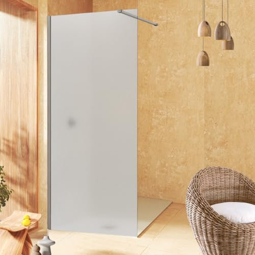 SOULBATH Mampara de Ducha Panel Fijo, Fácil instalación Mate Arenado Vidrio de Seguridad Translucido 8 mm antical, 120 cm Ancho x 200 cm Alto, Perfil Plata Brillo