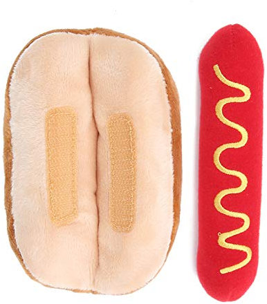 Febuliy Plüschtiere für Hotdogs, gelten für Hotdogs,Weiche Plüschhundspielzeug Hot Dog Form Abnehmbarer Klang Exquisite Puppenspielzeuge