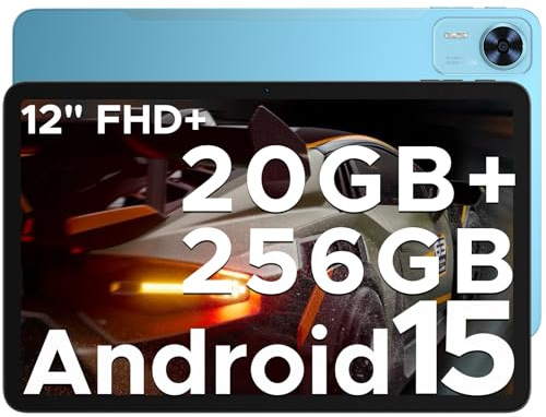 T36 Android 15 Tablet 12 Inch, 20GB+256GB/2TB TF T620 Octa-Core, 2.4K 90Hz Display, 8800mAh, Tablet with SIM Card Slots, Bluetooth 5.0+5G WiFi, Hi-Res Speaker, Metal Body - Blue