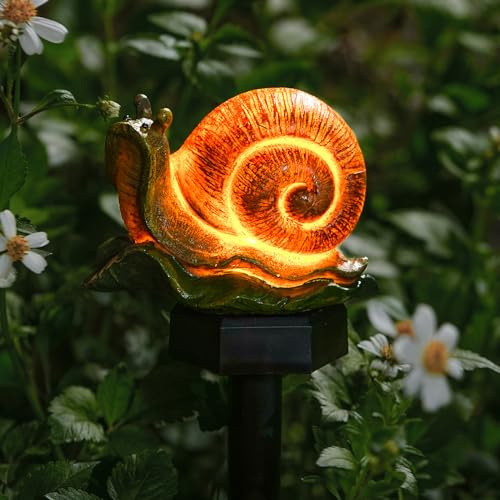 Gartendeko Solarfigur, Gartendeko Für Draußen Wetterfest Deko Frosch Schnecken Mit LED, Terrassen Deko Solar Laternen Für Draußen Für Walkway, Terrasse, Garten, Auffahrt, Rasen, Hoflandschaft (B)