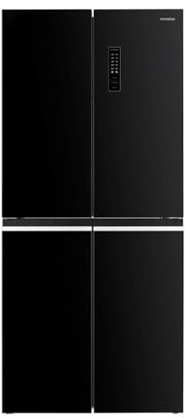 Hyundai Frigorífico de 4 Puertas Cristal negro, 4 Puertas. H418800ENFN, Capacidad 362 Litros, No Frost, Multi Air Flow, Bajo Nivel Sonoro, Clasificación Energética E